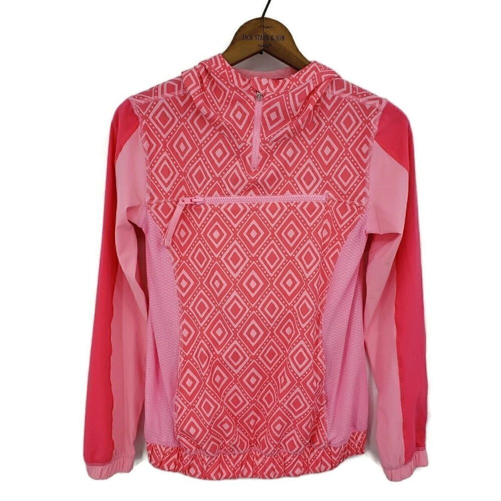 Ivivva Pack & Stash Coral Pink Hoodie Girls Size 12 Pullover Lightweight Jacket